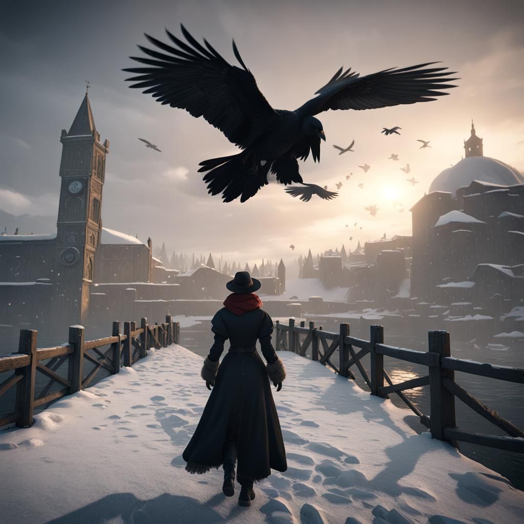 Florence Dock With Ravens in Cinematic 3D
