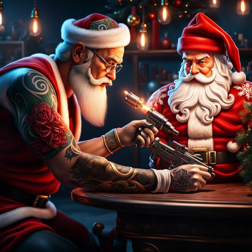 Santa Claus Tattoo: Fiery Snowflake Ink