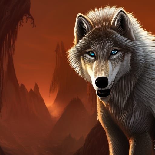 Humanoid Arctic Wolf in Leather Jacket