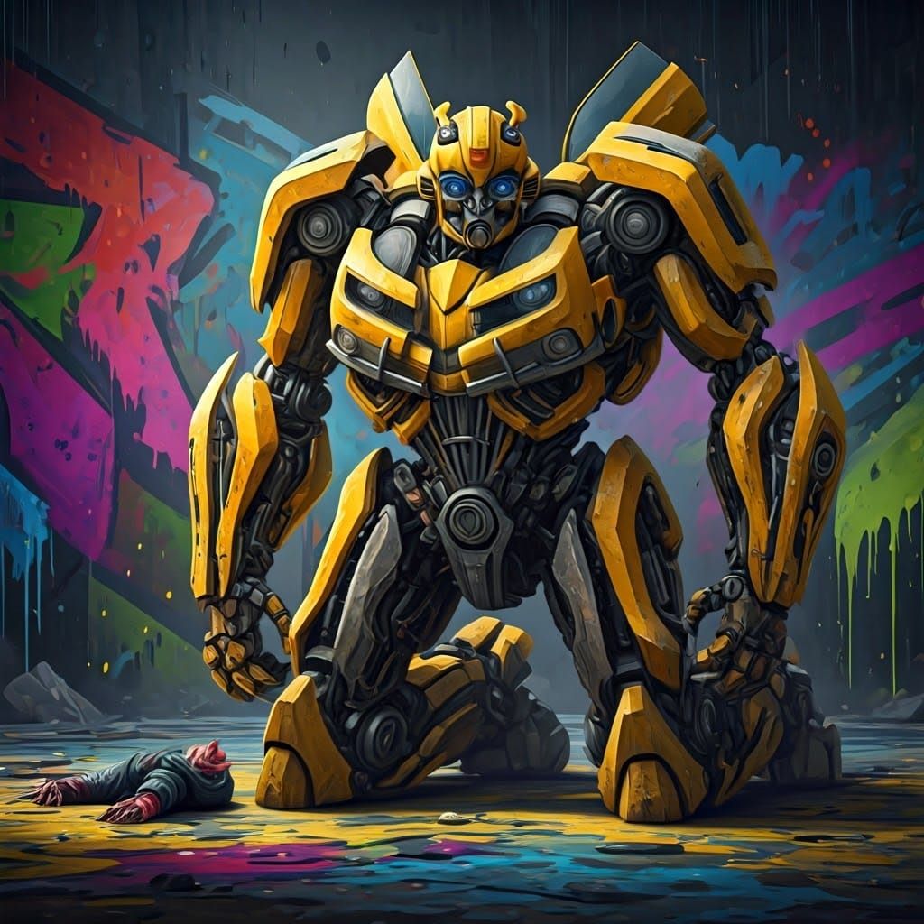 Bumblebee in Vibrant Street Art Scene