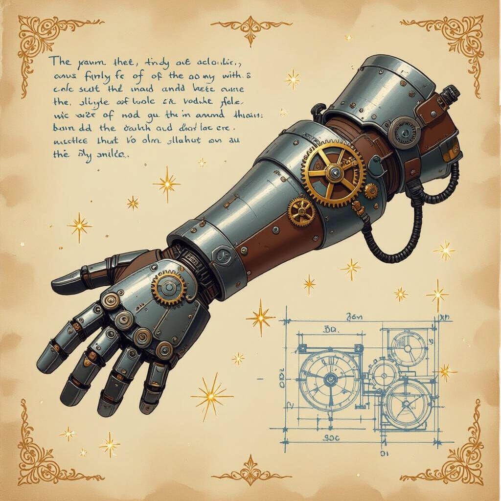 Mechanical Grappling Hook Vambrace with Arcane Runes