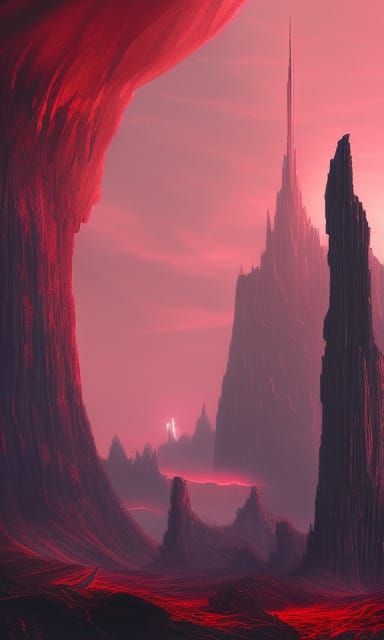 Dark Tower Surrounded by Roses in Cyberpunk Style