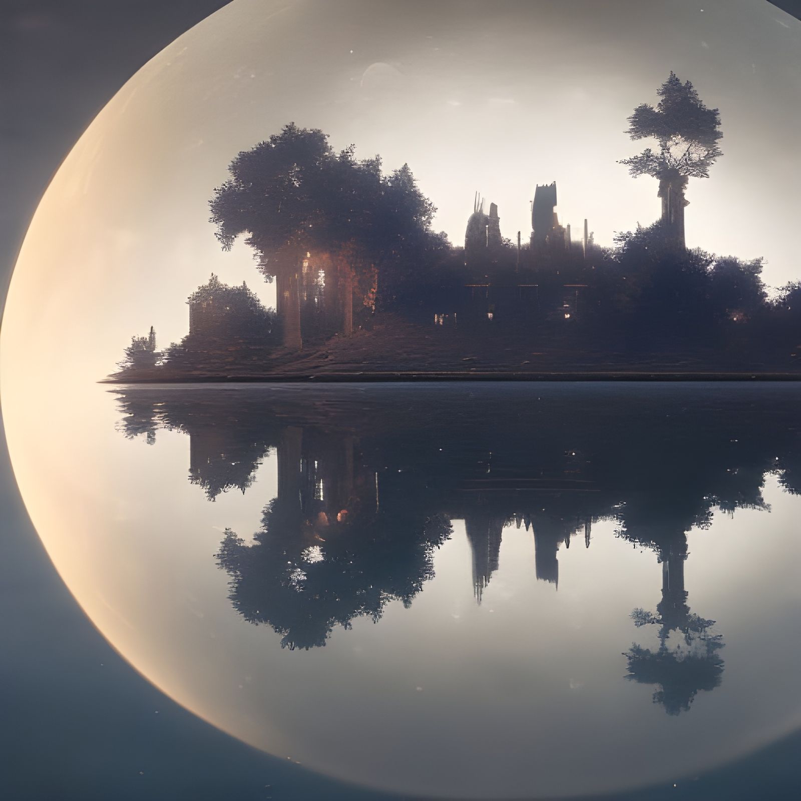 Full Moon Reflection: Dark Fantasy Concept Art