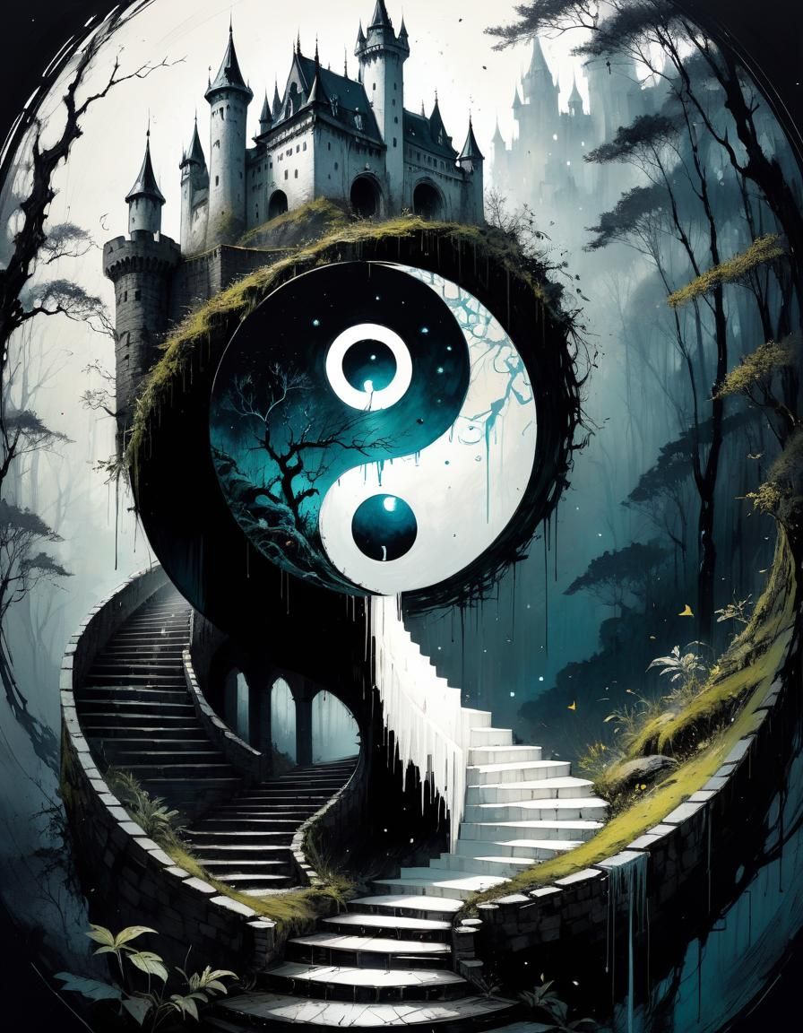 Yin Yang Landscape in Brian Kesinger Style