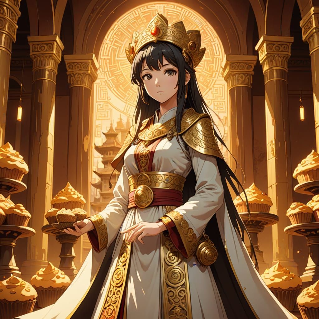 Muffin Priestess at Muffin Temple in Manga Style