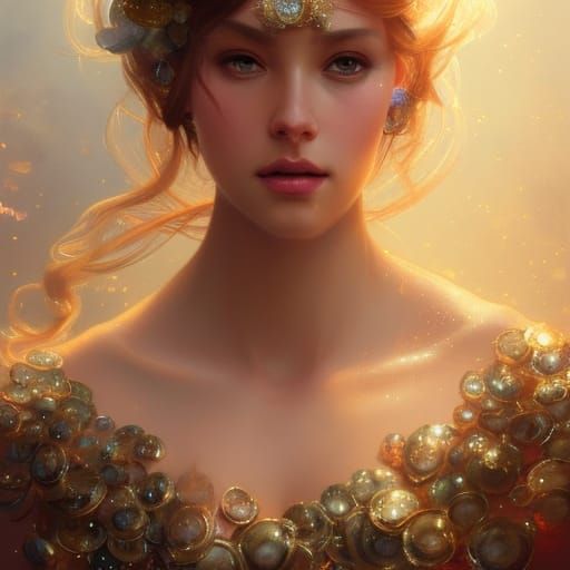 Fantasy Princess Portrait in Art Nouveau Style