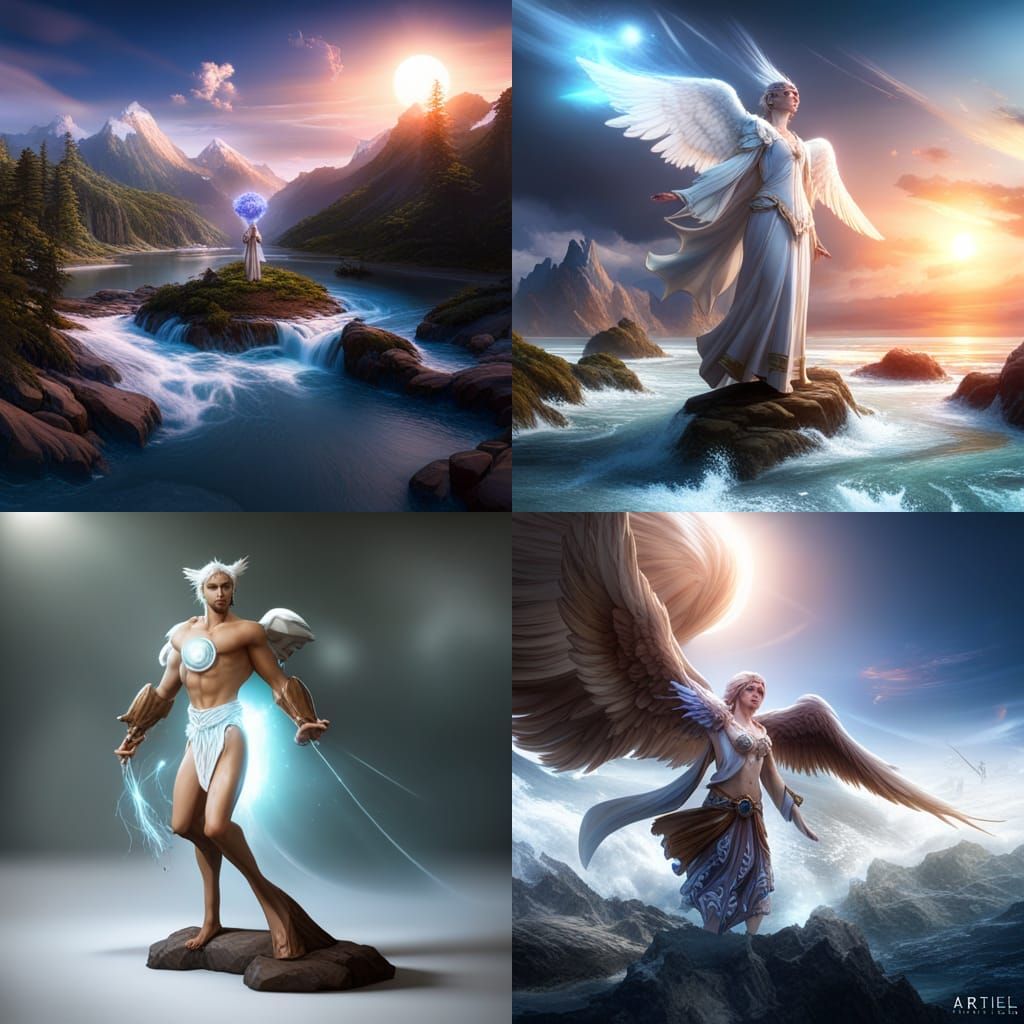 Angelic Male Figure in Detailed Matte Painting