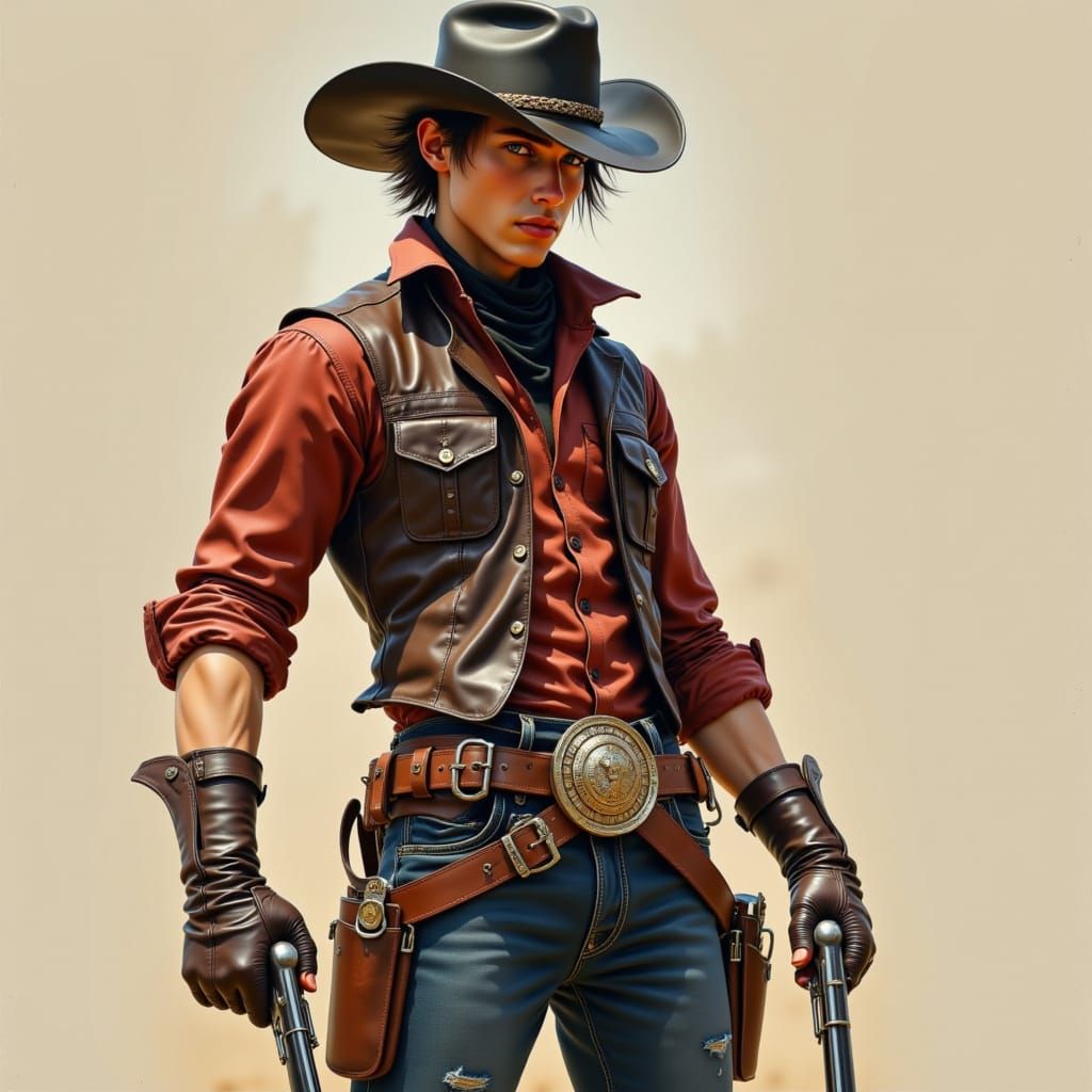 Cyberpunk-Inspired Cowboy in the Wild West