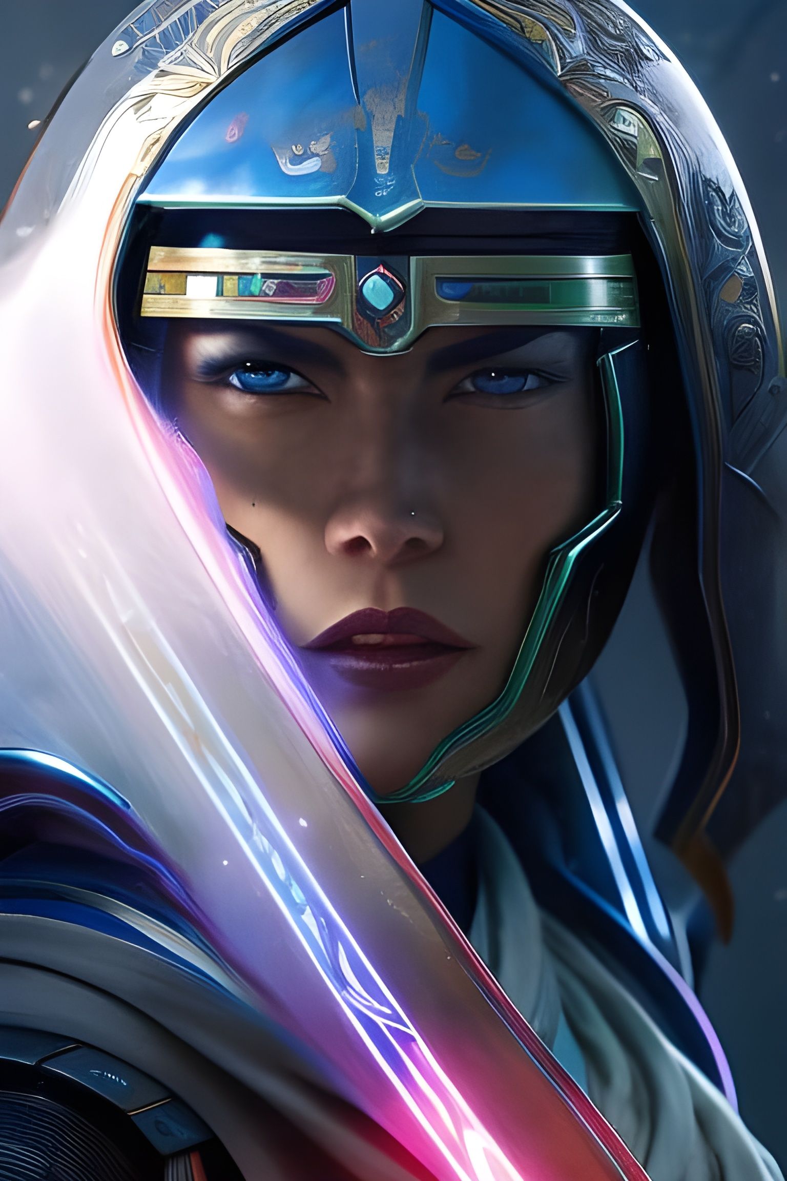 Jedi Knight Warrior Portrait in Anime Style