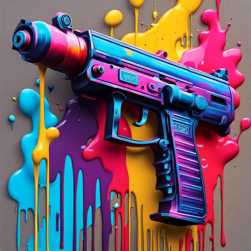 Uzi Graffiti Art in Splash Art Style