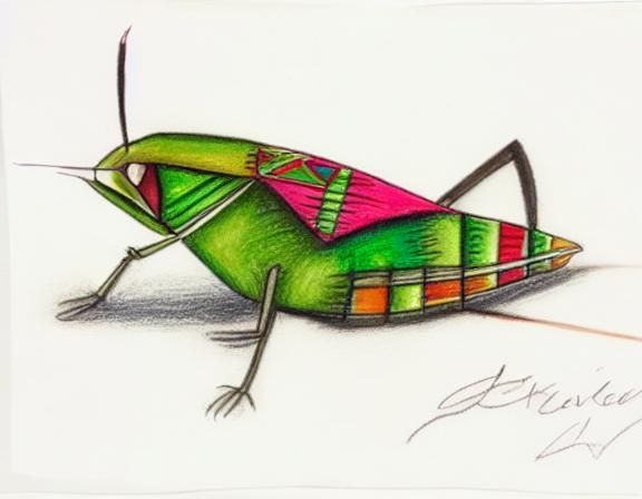 Aztec Cricket Illustration in Colored Pencil Style