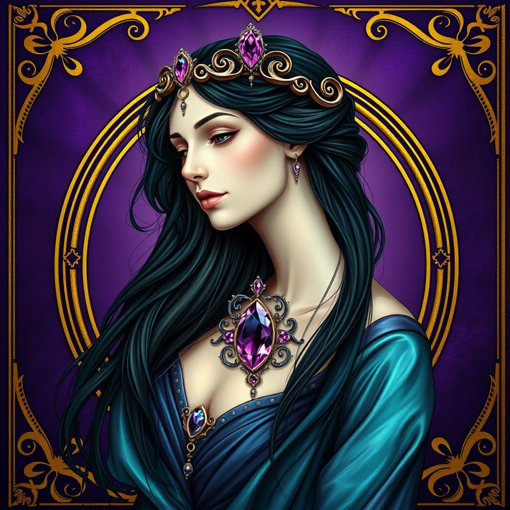 Ethereal Virgo Maiden in Medieval Illuminated Style