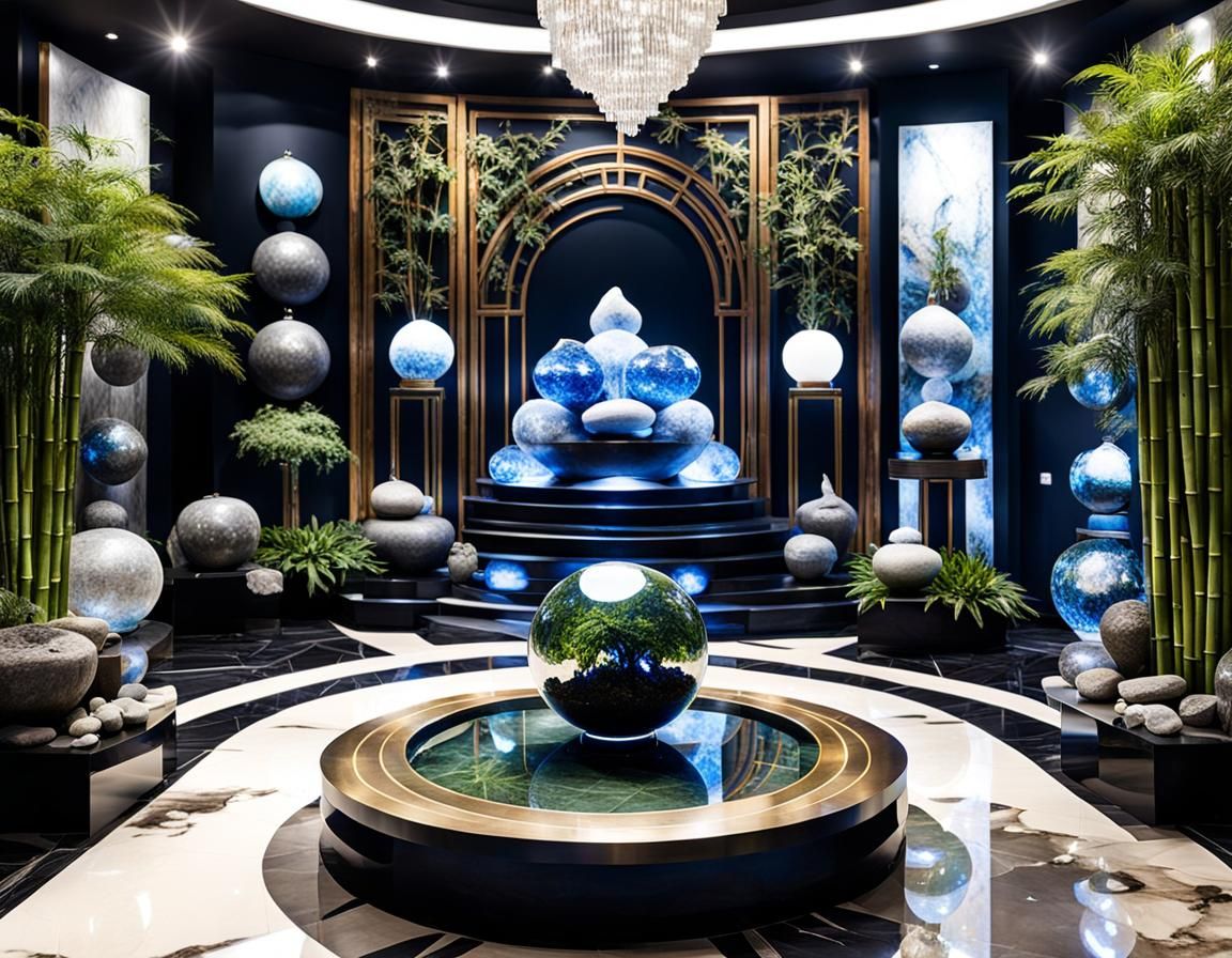 Monochromatic Feng Shui Garden with Crystal Elements