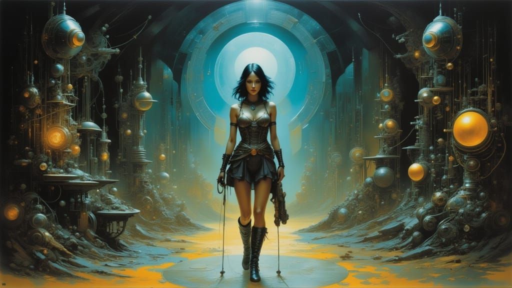 Surrealist Alien Lab Discovery with Glowing Artifacts