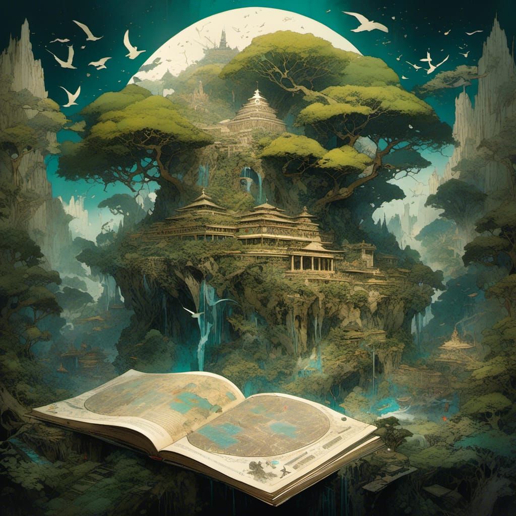 Ancient Map in Klimt-Inspired Post-Apocalyptic Style