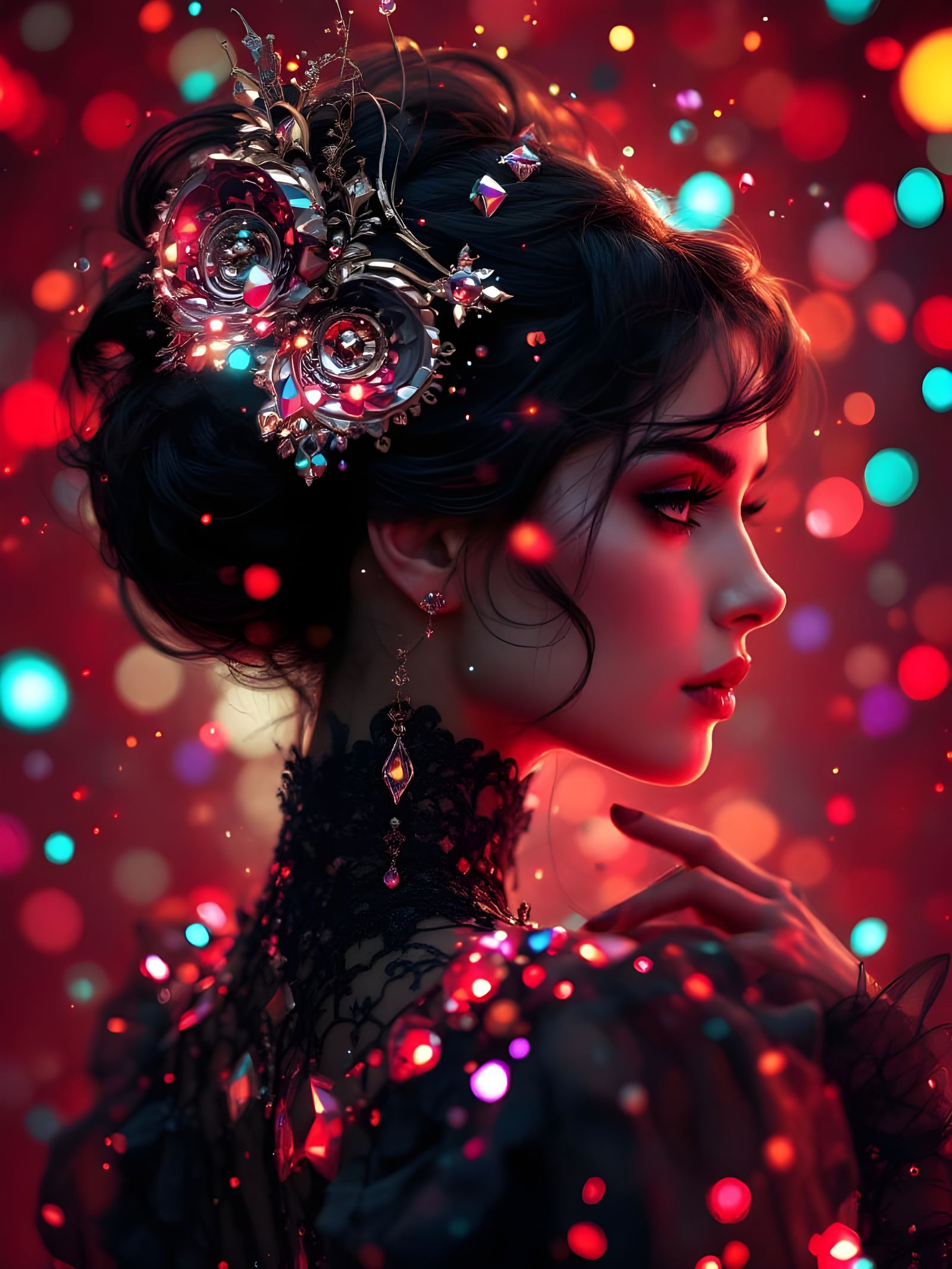 Edwardian Beauty in Ruby Hues