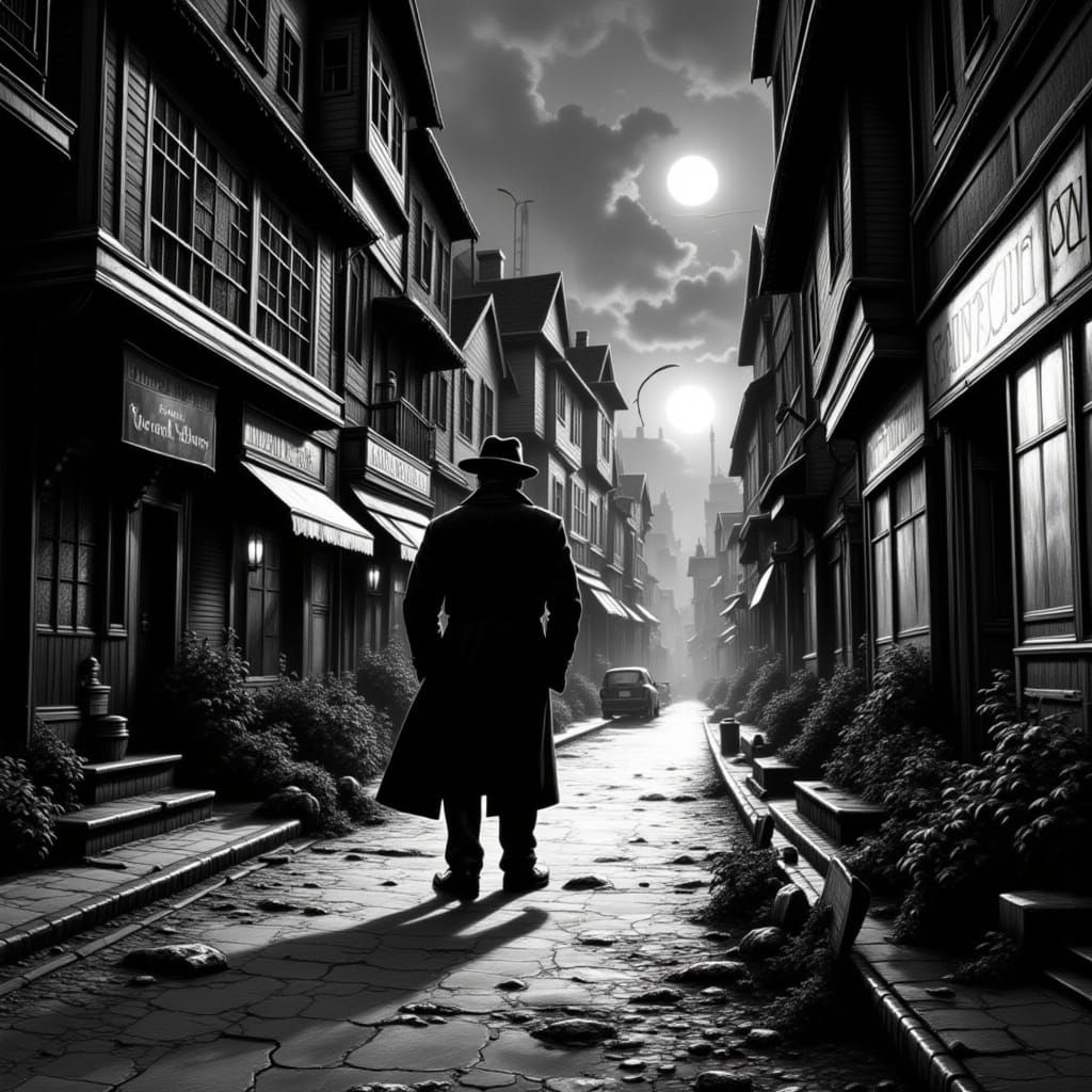 Film Noir Detective in Black and White