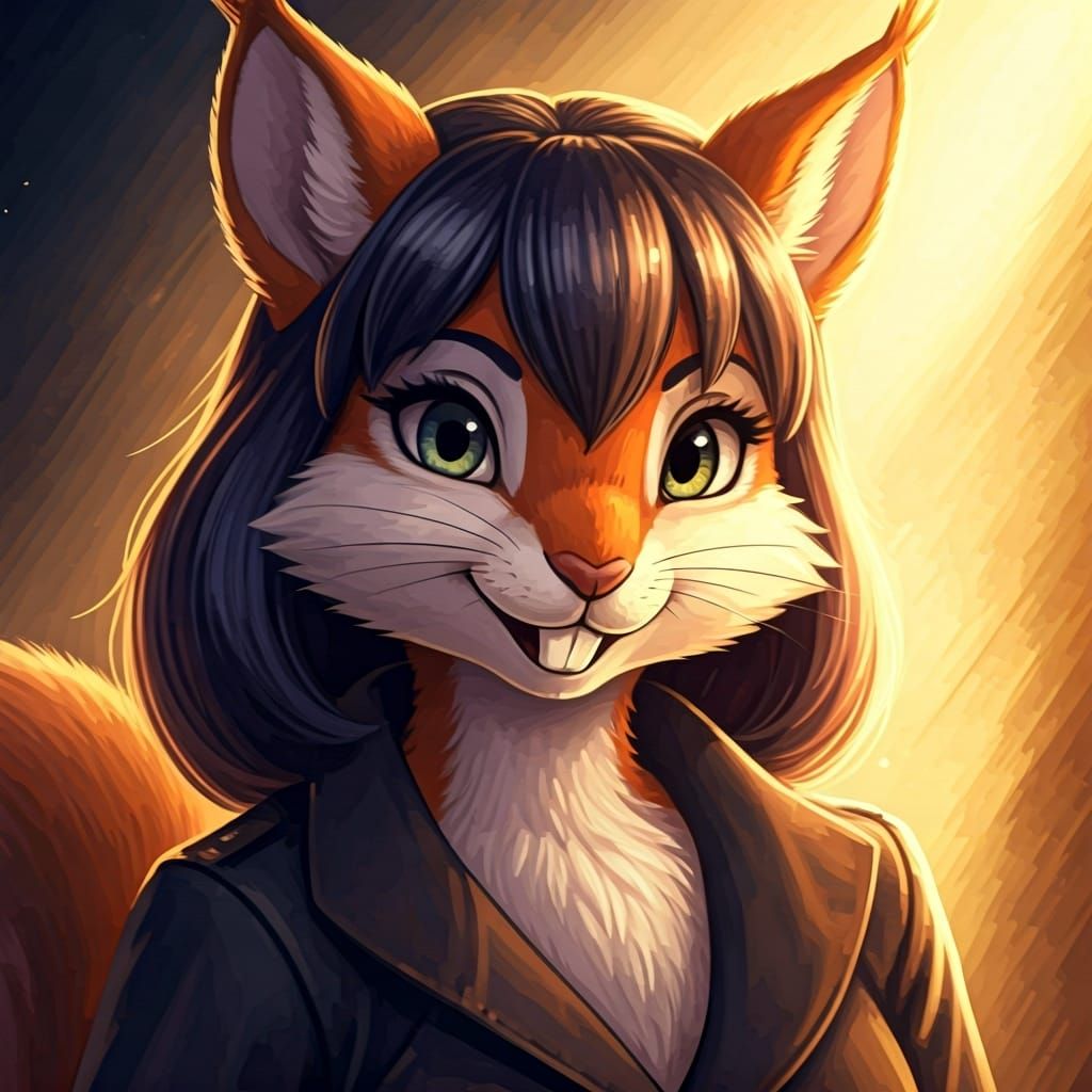 Mischievous Anthro Squirrel Prank in Manga Sketch Style