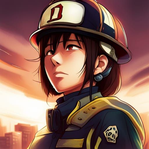 Anime Style Firefighter Illustration