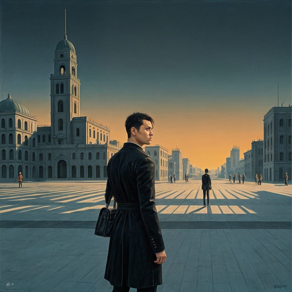 Akira in a Giorgio de Chirico paint..