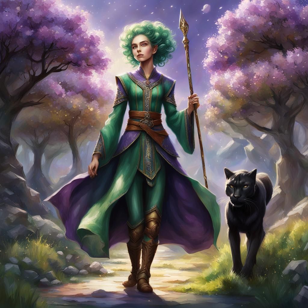 Spring Eladrin and Panther in Divine Light