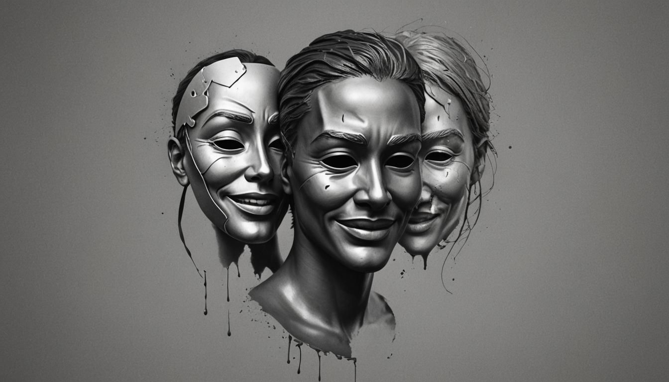 Mask of Joy: Hyperrealistic Portrait in Grayscale