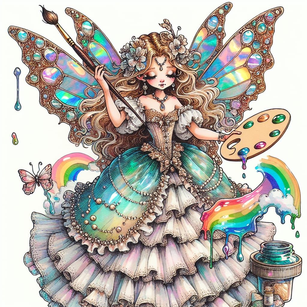 Whimsical Fairy Paints Dreams: Storybook Illustration