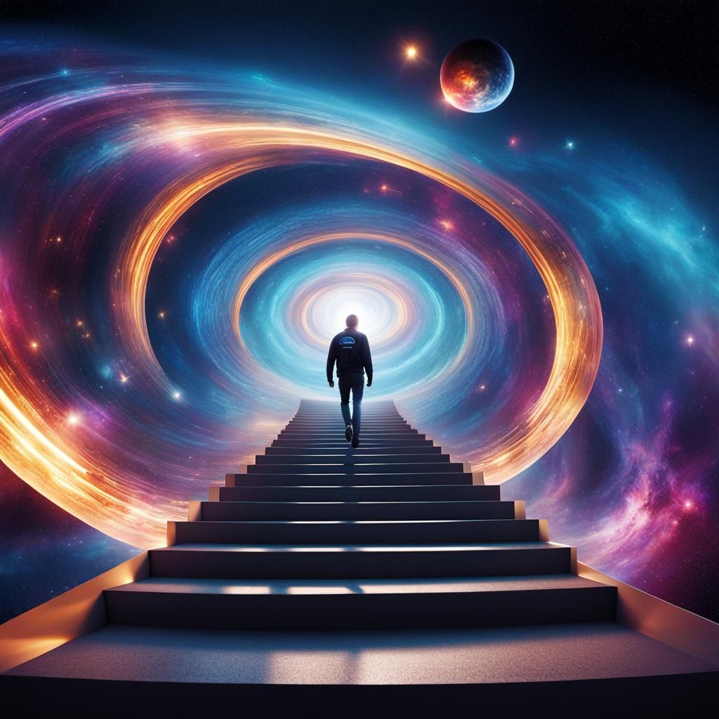 Cosmic Stairway to Infinity: A Sci-Fi Odyssey