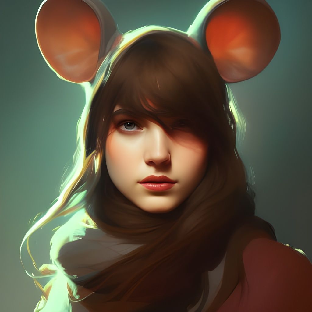 Mouse Girl Portrait in Hyperdetailed Style
