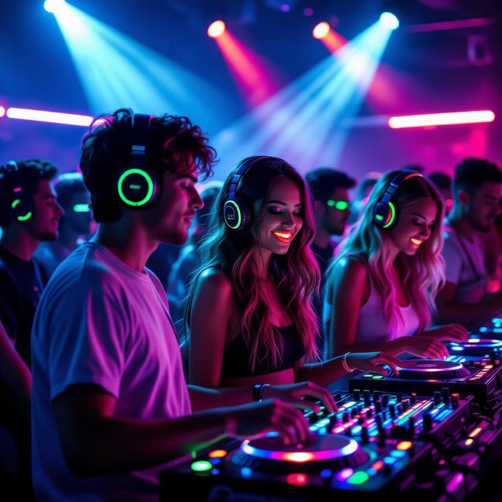 Indoor Rave Nightclub in Neon UV Light