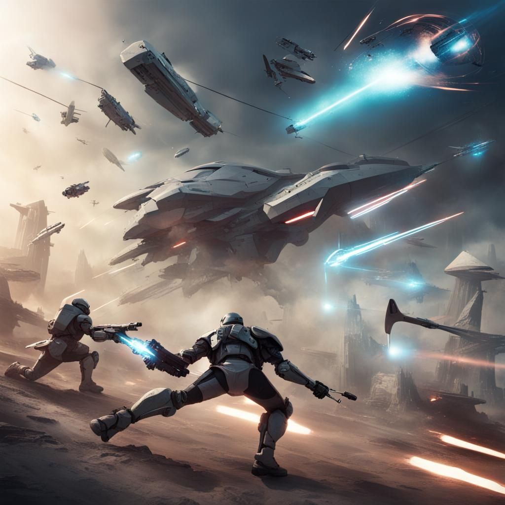 Futuristic Battle Scene with Advanced Technology