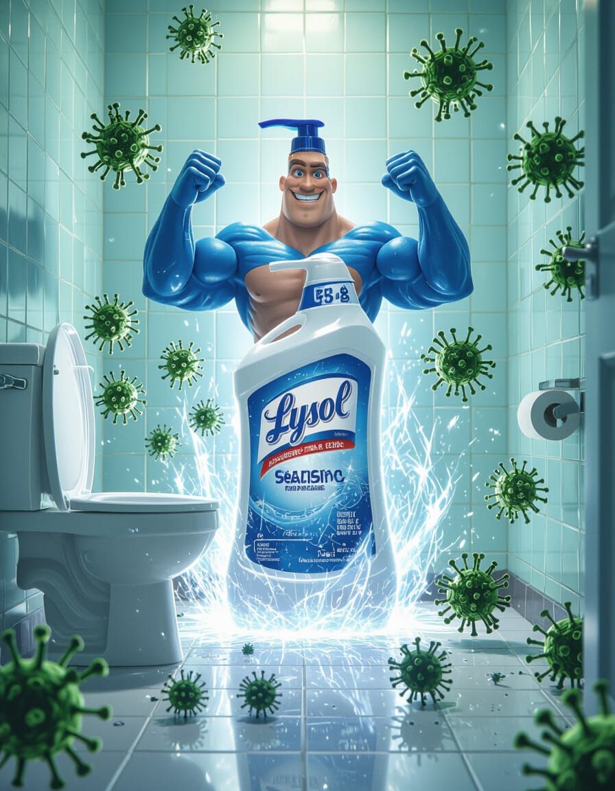 Lysol Superhero in Germ Warfare: A Hyperrealistic Ad