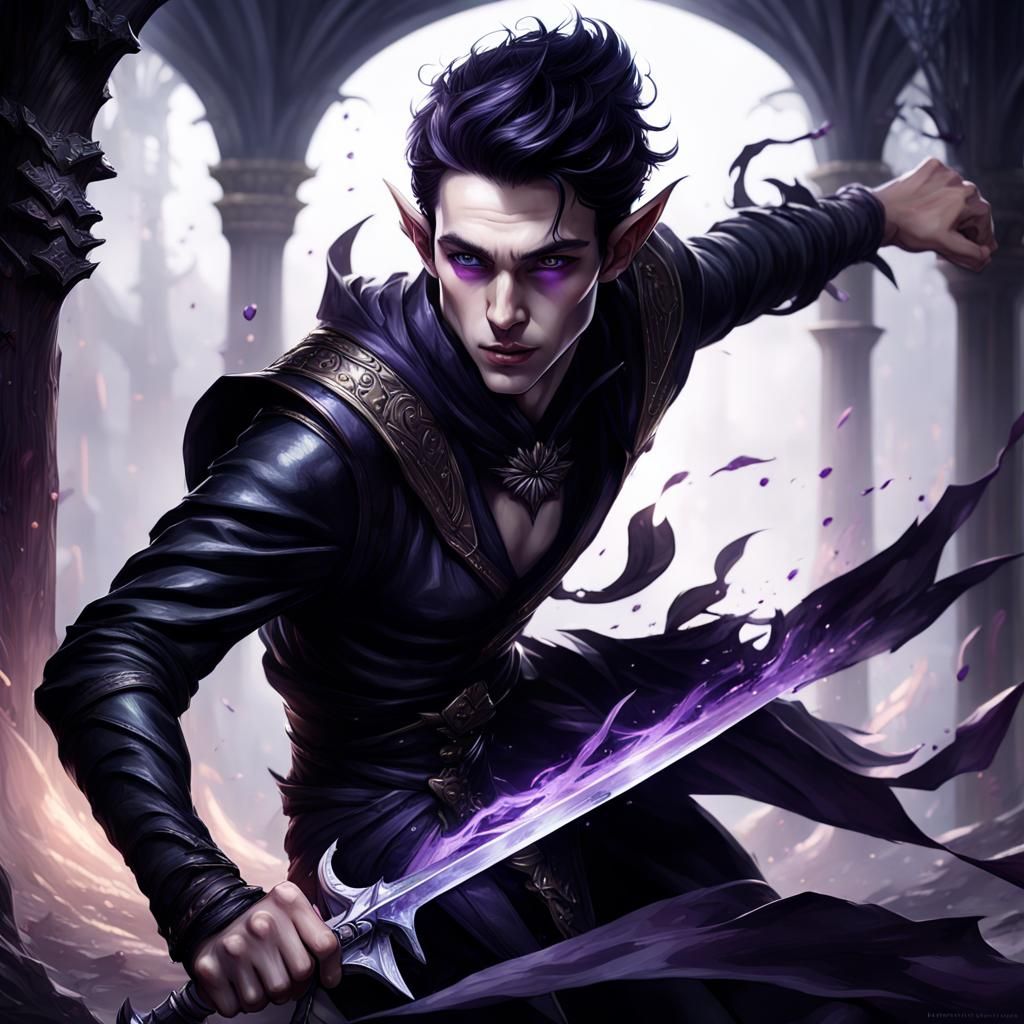 Shadow Elf Warrior with Magical Blade