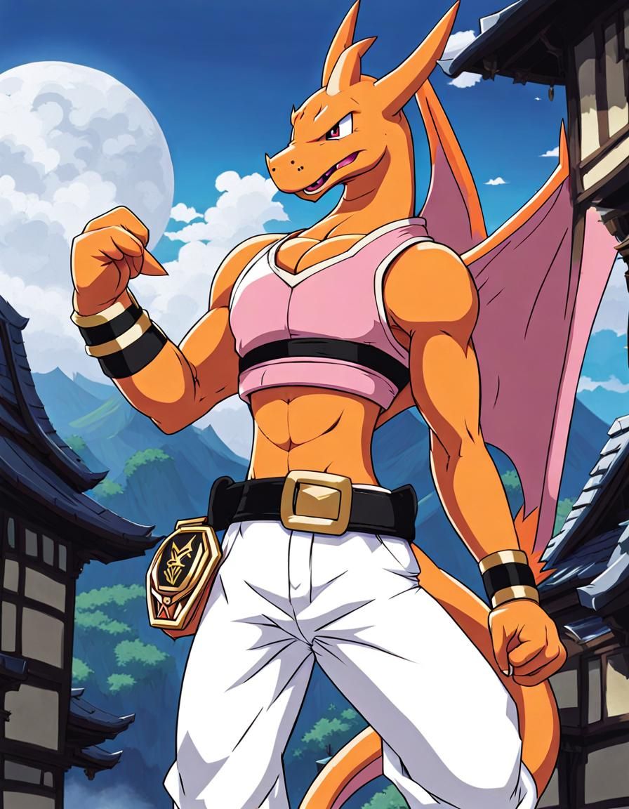 Majin Buu Charizard Hybrid Posing Mischievously