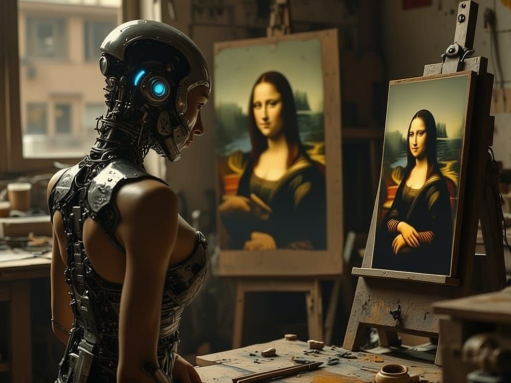 Mona Lisa With Single Brush Arm