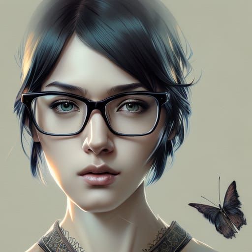 Beautiful Nerd Goddess in Cyberpunk Style