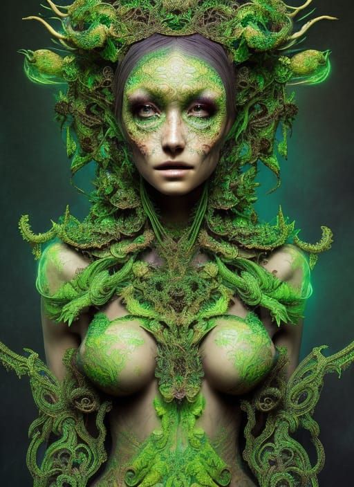 Plague Goddess in Elaborate Digital Art Style