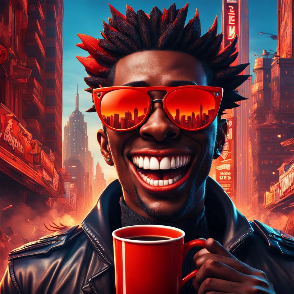 Cyberpunk Demon with Fried Chicken Sunglasses, Lichtenstein ...