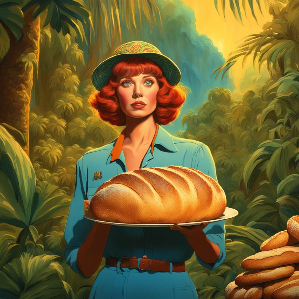 Ginger Amidst Lush Jungle Foliage in Vibrant Fantasy Concept...