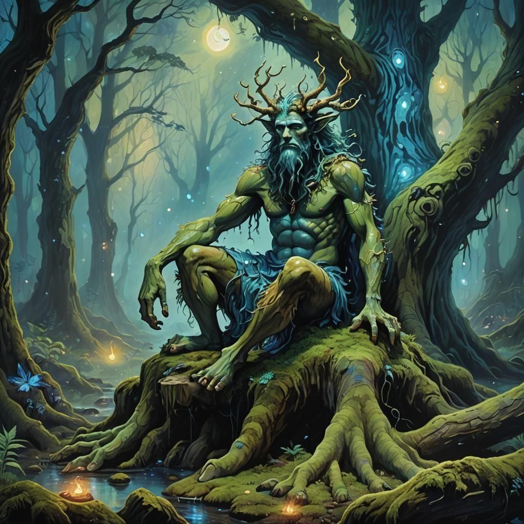 Detailed Matte Painting of Pan with Cloven Feet