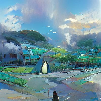 Anime Penguin in Ghibli Style, Natural Lighting