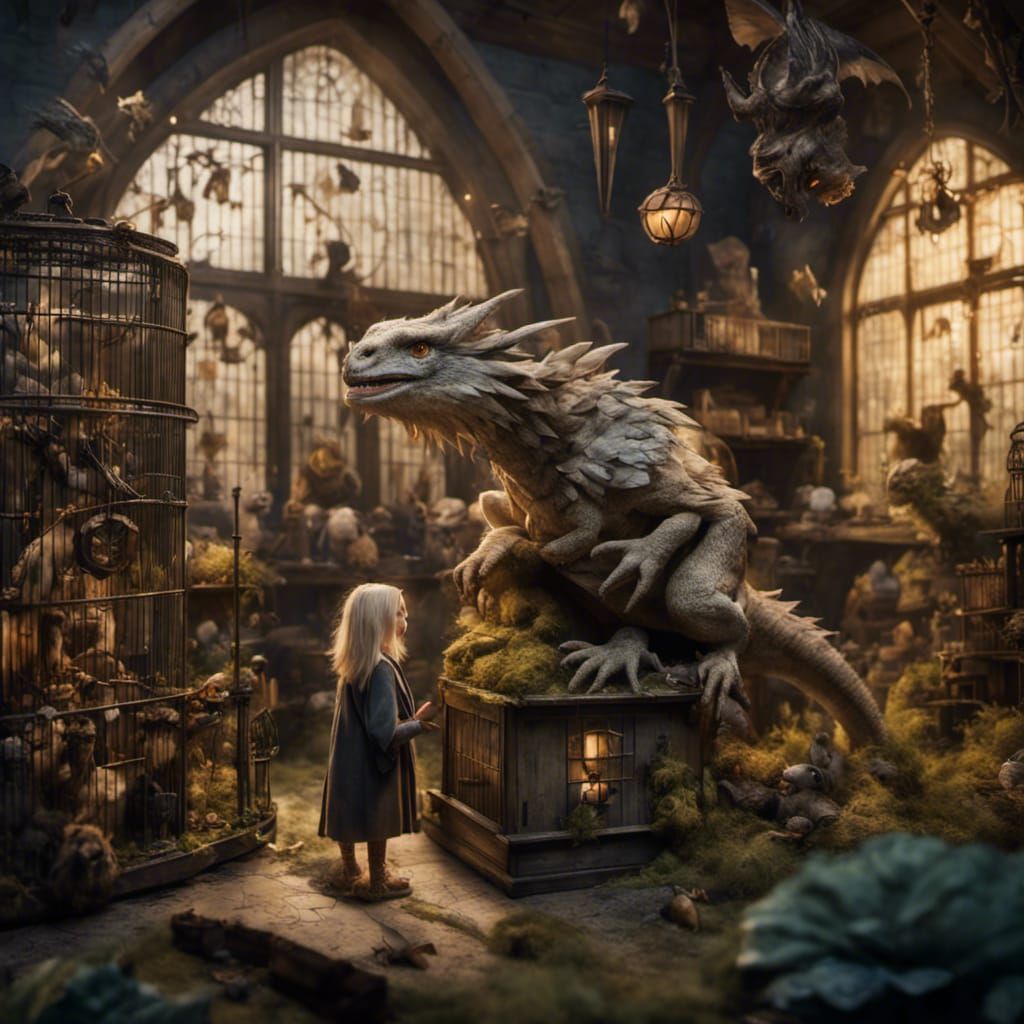 Hogwarts Lesson: Hufflepuff Girl and Tiny Dragon
