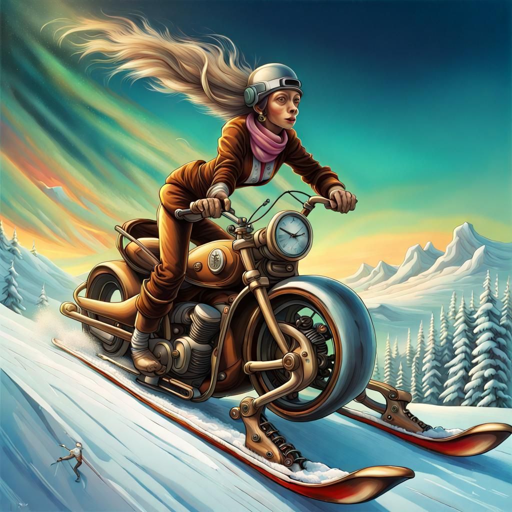 Ski Race at Winter Olympics: A Salvador Dali Inspired Scene