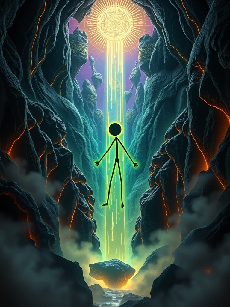 Epic Stick Figure Falls Through Fractal Cave