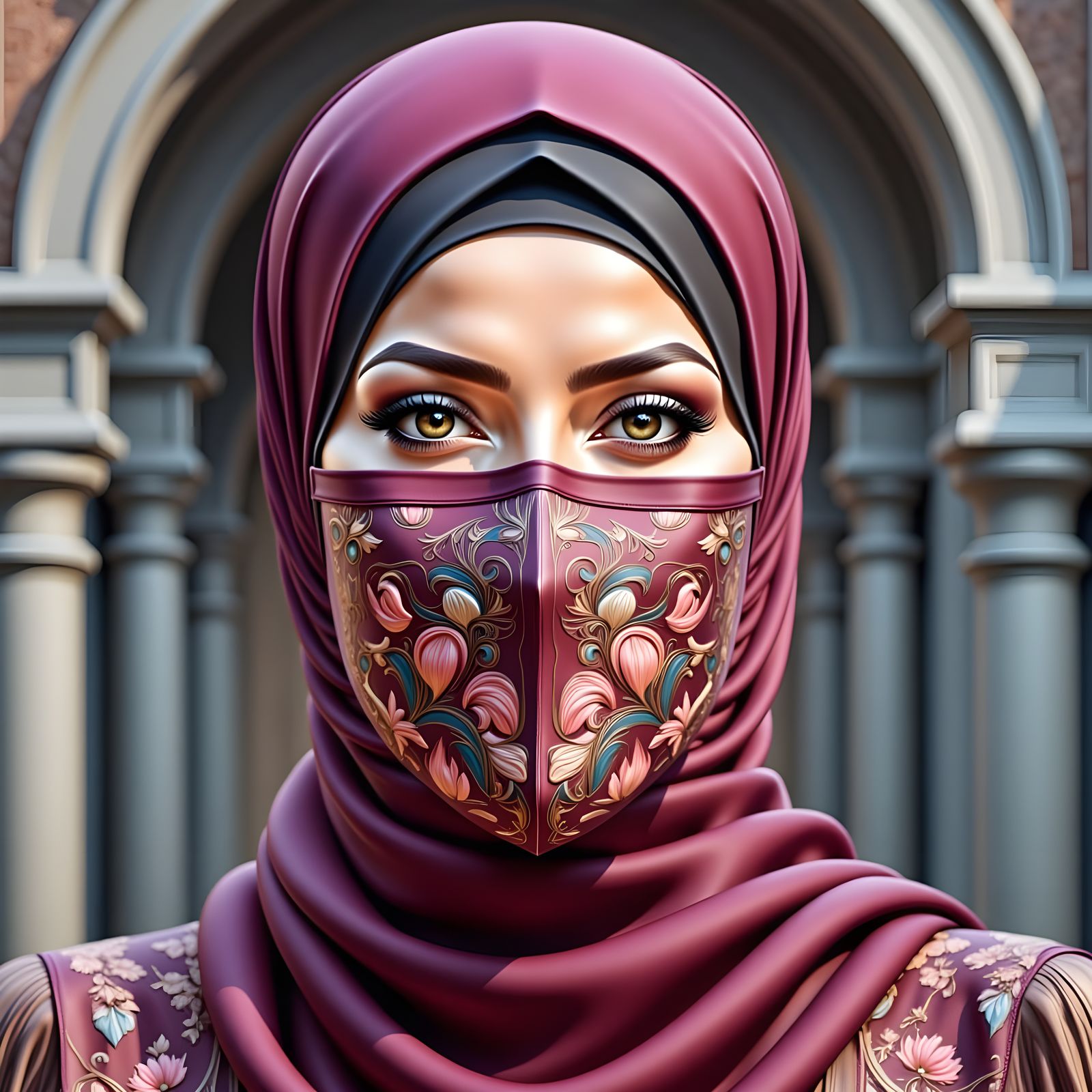 Elegant Hijabi Woman in Vibrant Floral Hijab