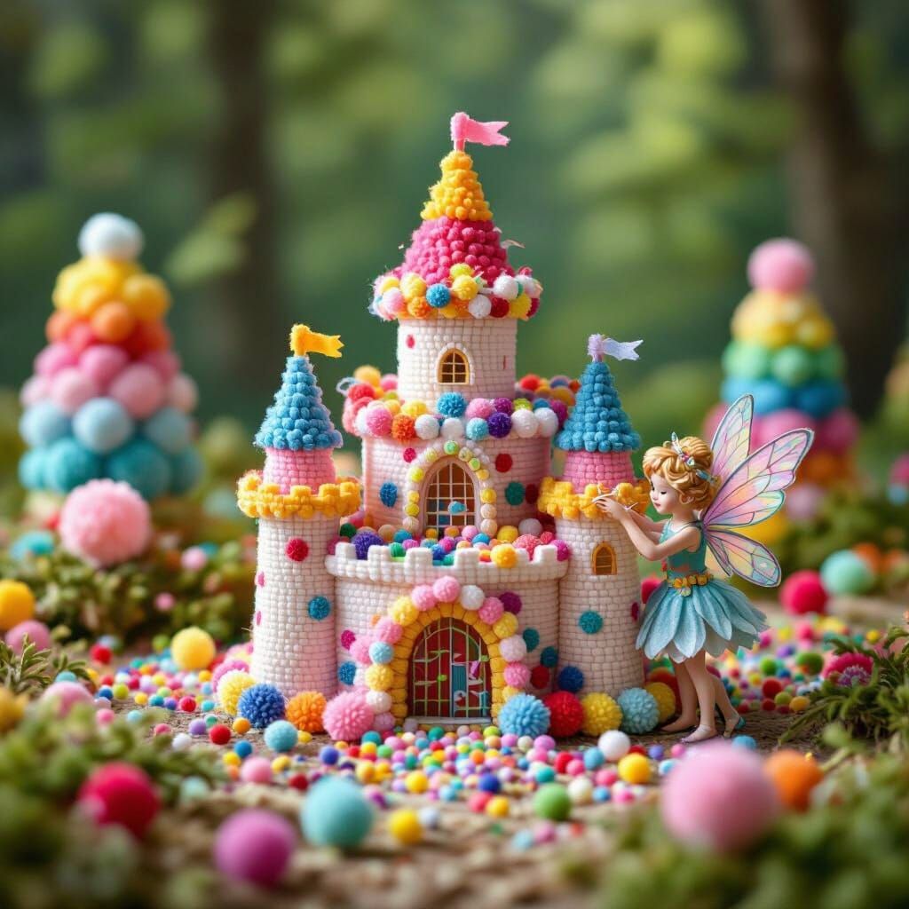 Magical Pom Pom Castle Crafted by Tiny Fairy
