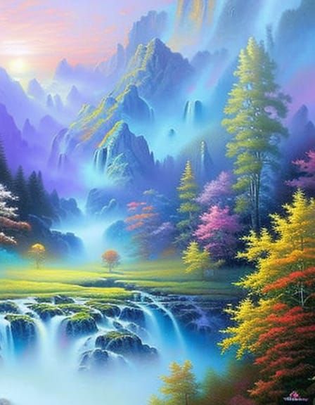 Ethereal Fantasy Landscape in Painterly Style