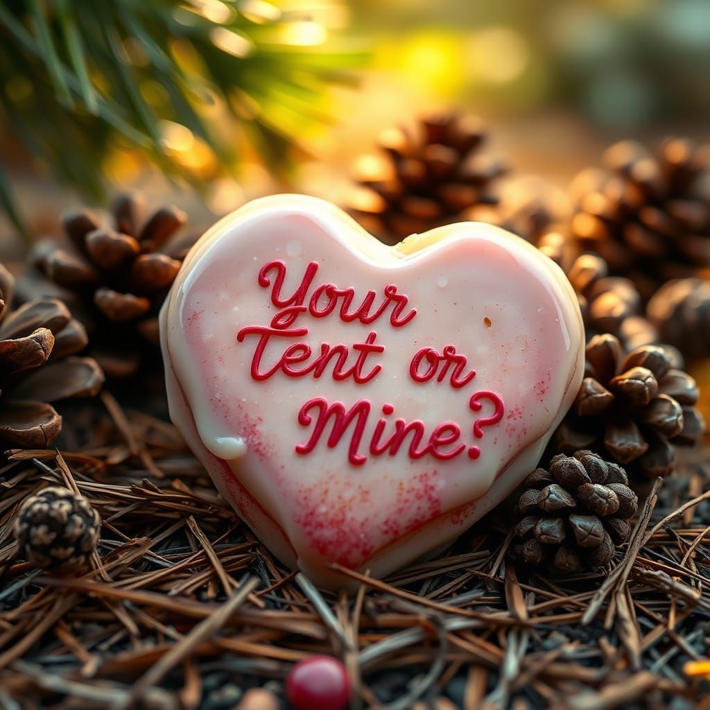 Whimsical Forest Scene with Heart-Shaped Candy