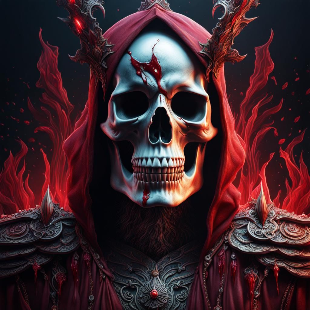 Bleeding Skull Face: Detailed Matte Painting