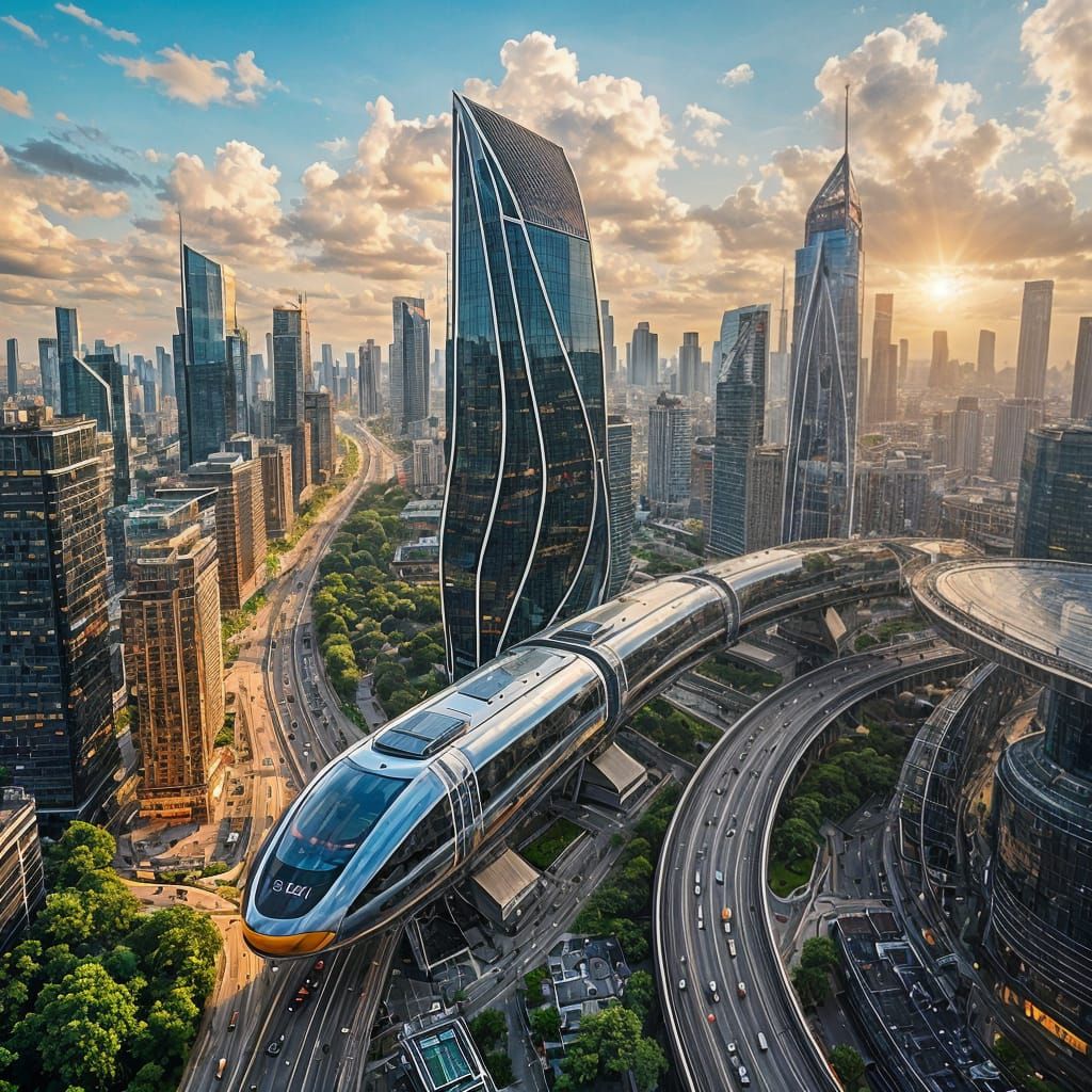 Urban Oasis in a Futuristic Metropolis